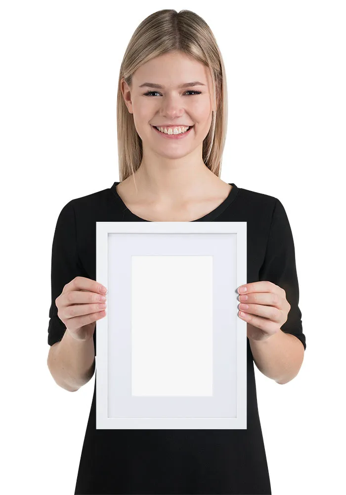 Matte Paper Framed Poster With Mat — White